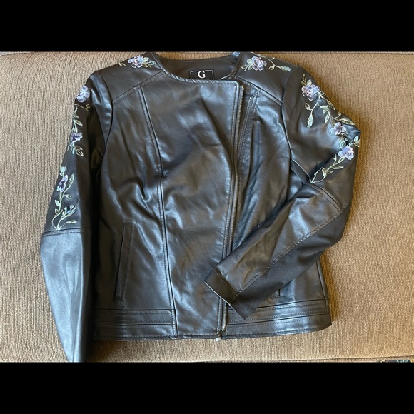 G BY GIULIANA MOTO FAUX LEATHER JACKET black - Picture 2 of 14